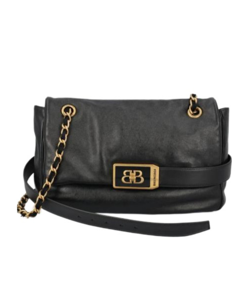 Balenciaga Modu Medium Flap Bag With Chain In Black