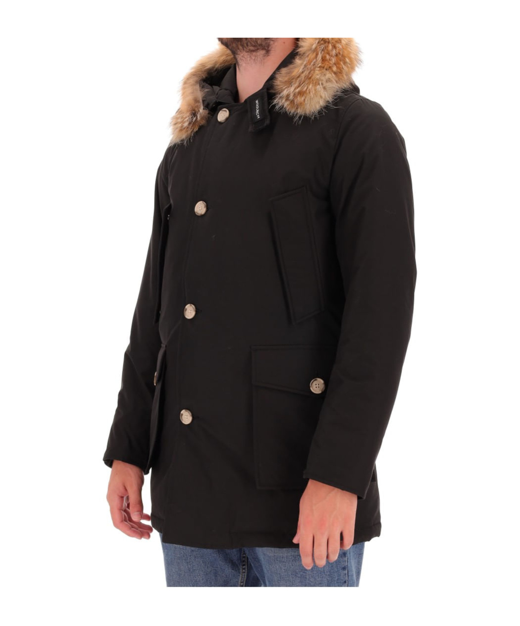 Woolrich Long-sleeved Down Jacket In Black