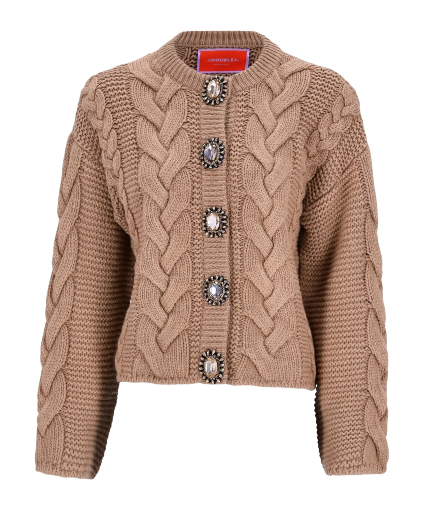 La Doublej Long-sleeve Cable-knit Cardigan In Brown