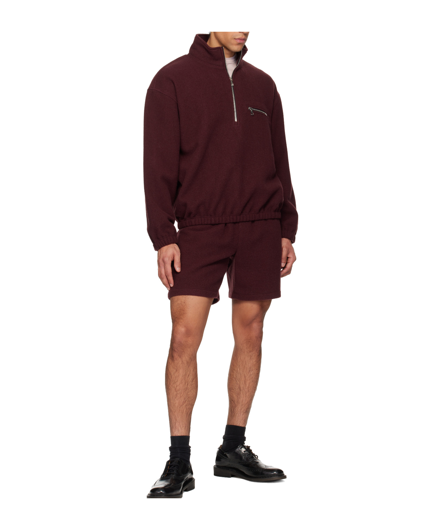 Rier Ssense Exclusive Burgundy Fleece Shorts In Burgundy