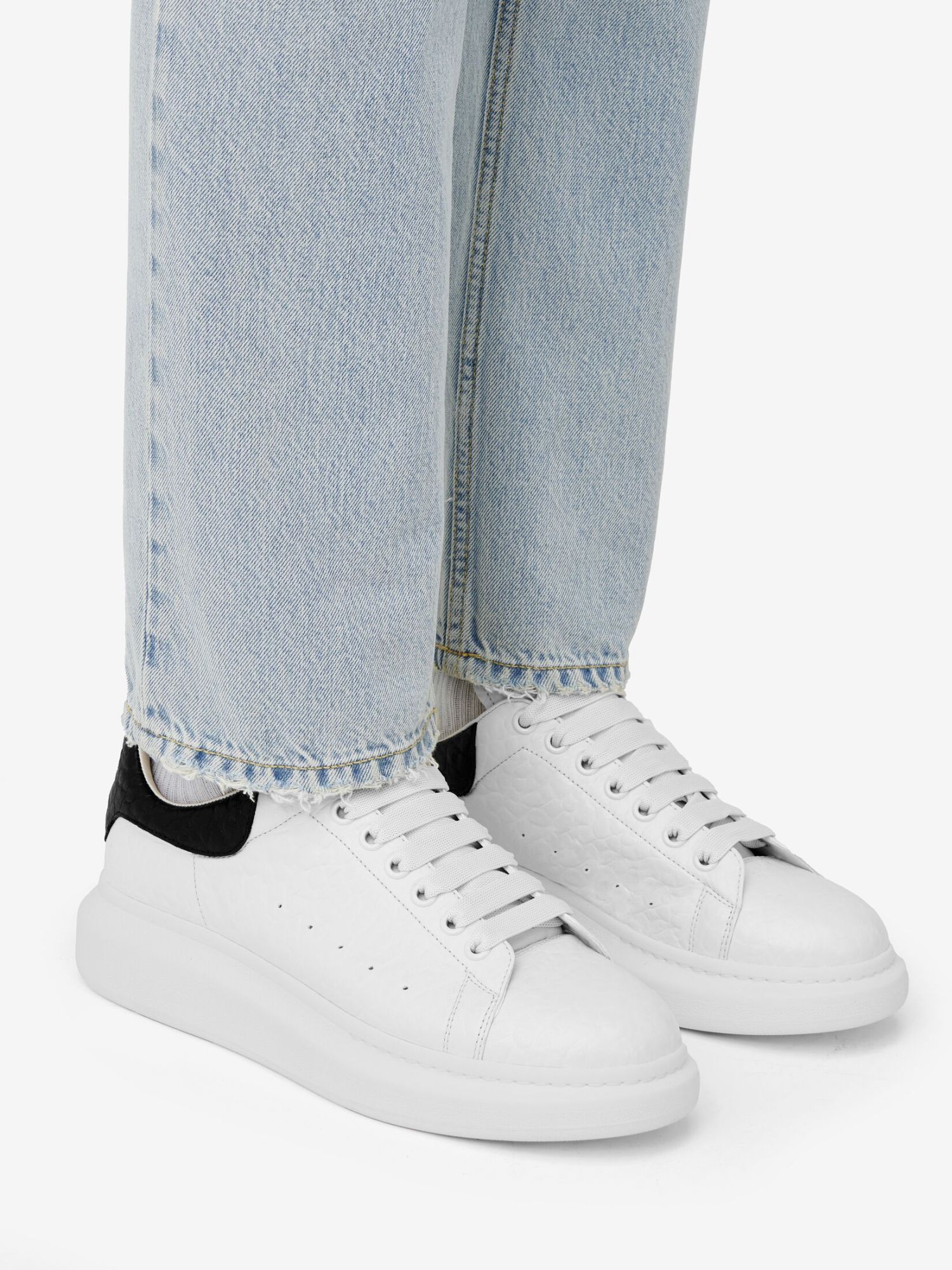 Alexander Mcqueen Oversized Crystal-embellished Sneakers In White
