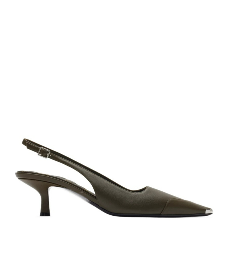 Shop Burberry 50mm Leather Slingback Pumps In Green