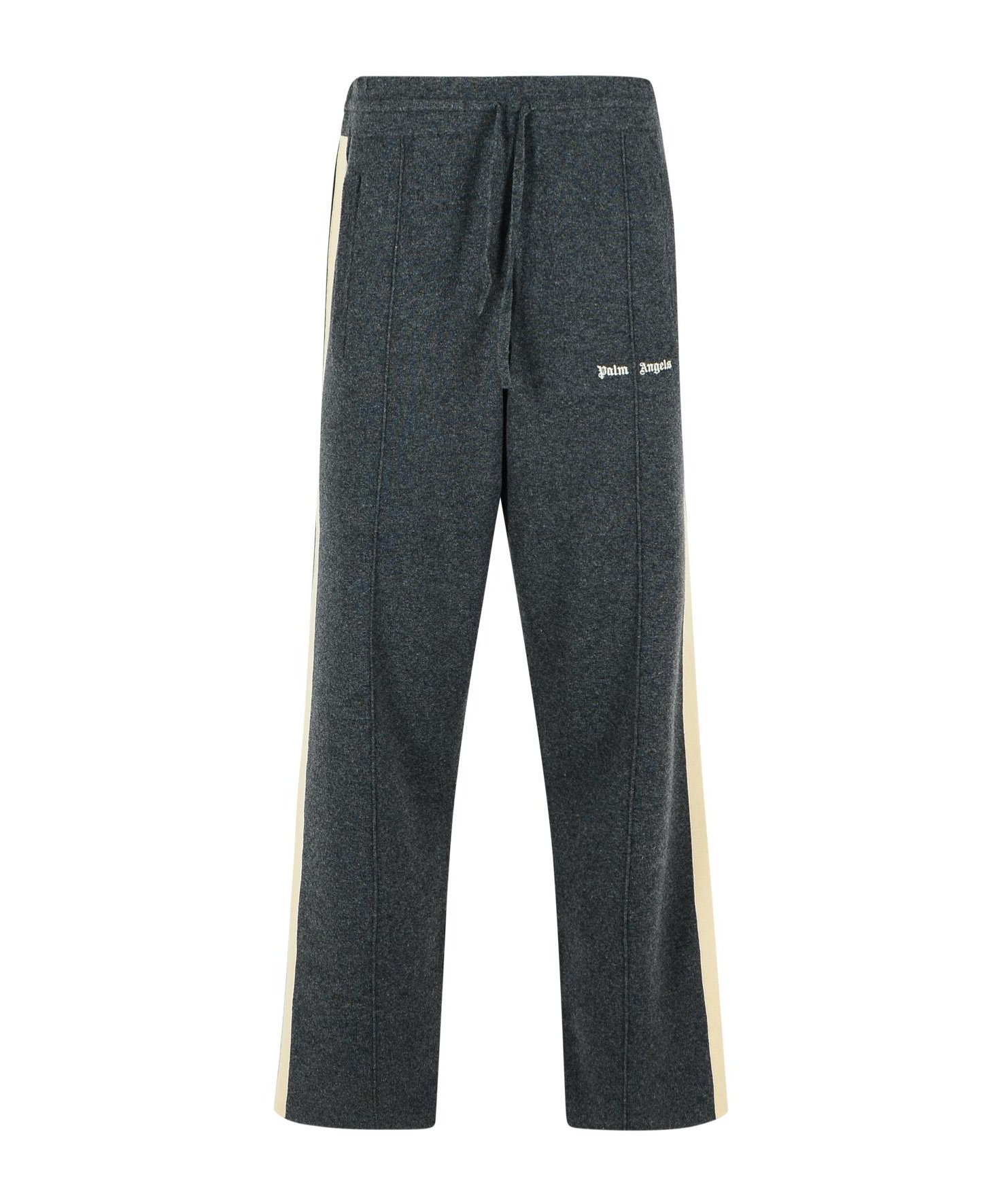 Palm Angels Wool Blend Trousers Drawstring Waist In Black