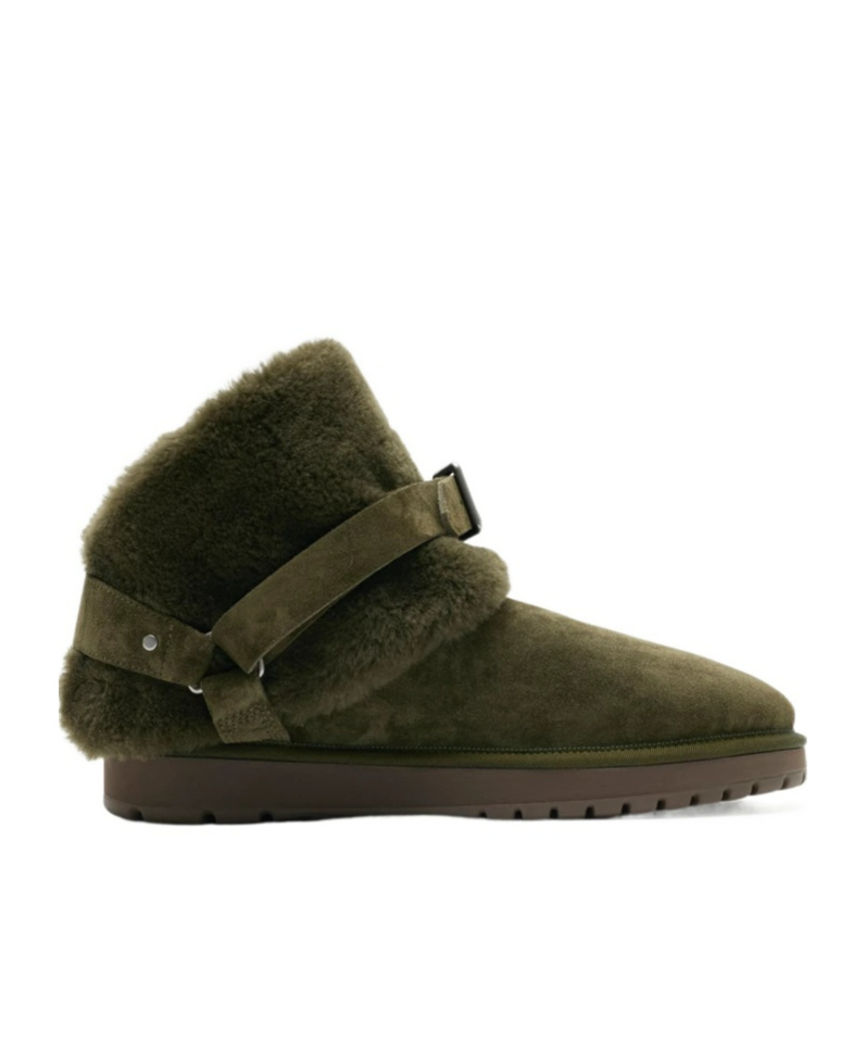 Burberry Man Ankle Boots Military Green Size 9 Shearling In Green
