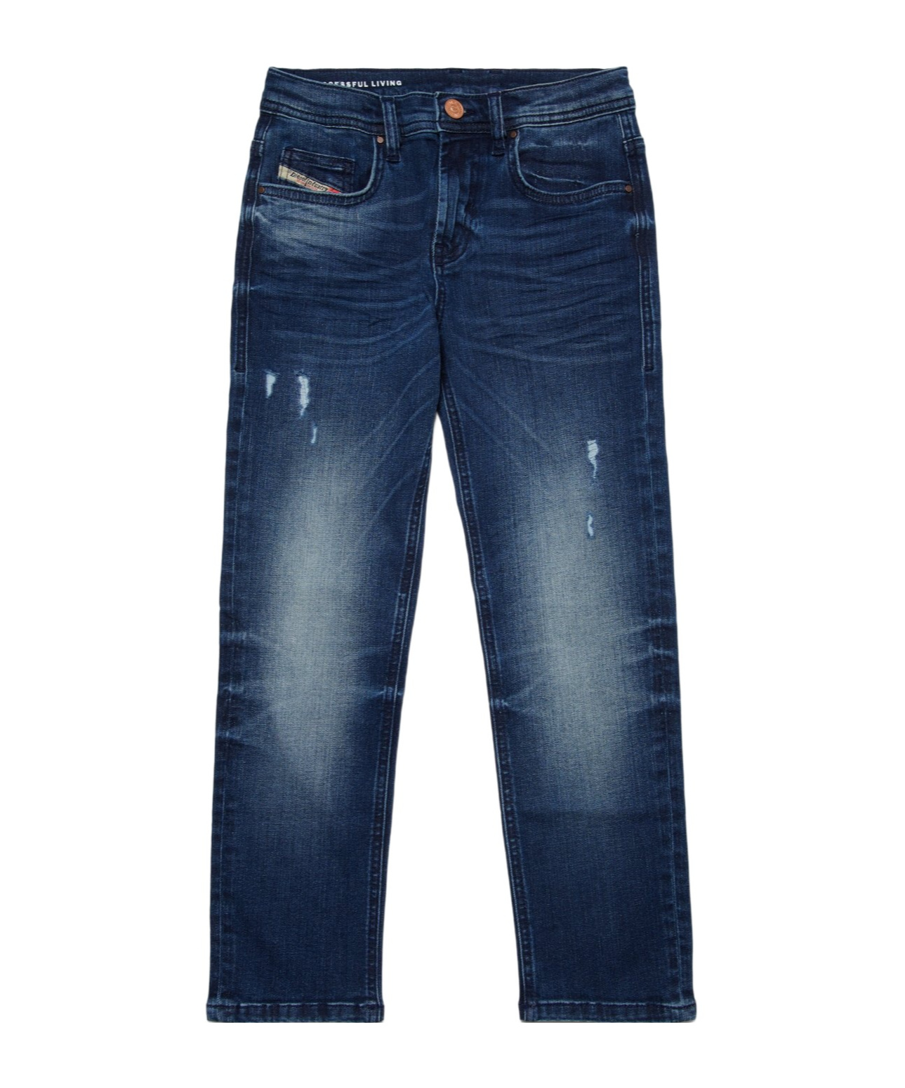 Diesel Whiskering-effect Straight-leg Jeans In Blue