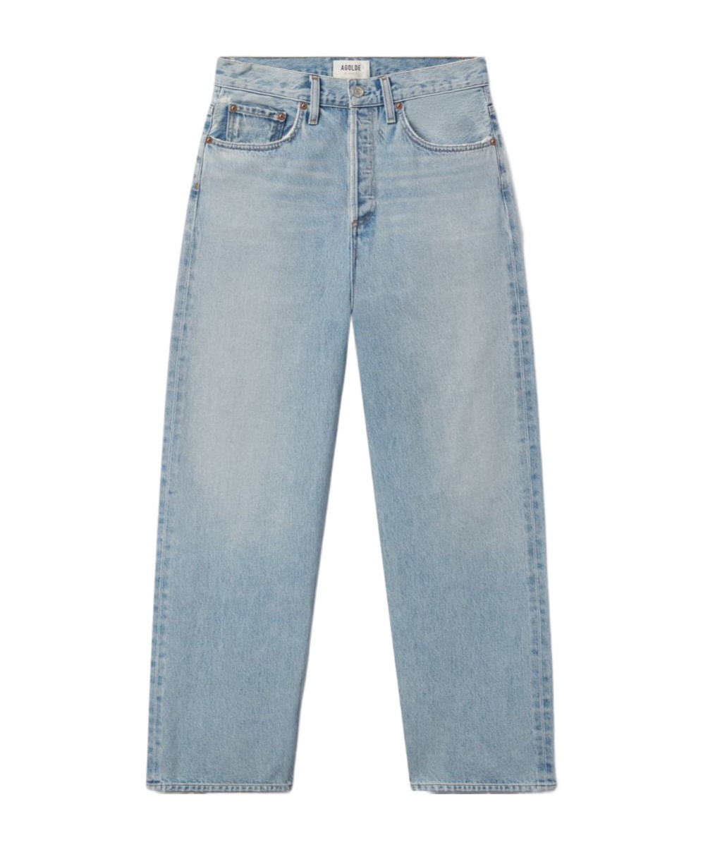 Agolde Light Blue Straight Boyfriend Jeans In Denim