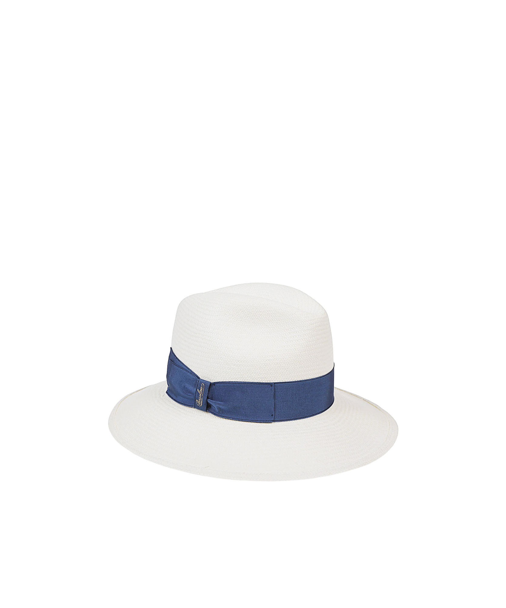 Borsalino Wide Brim Straw Hat With Grosgrain Ribbon