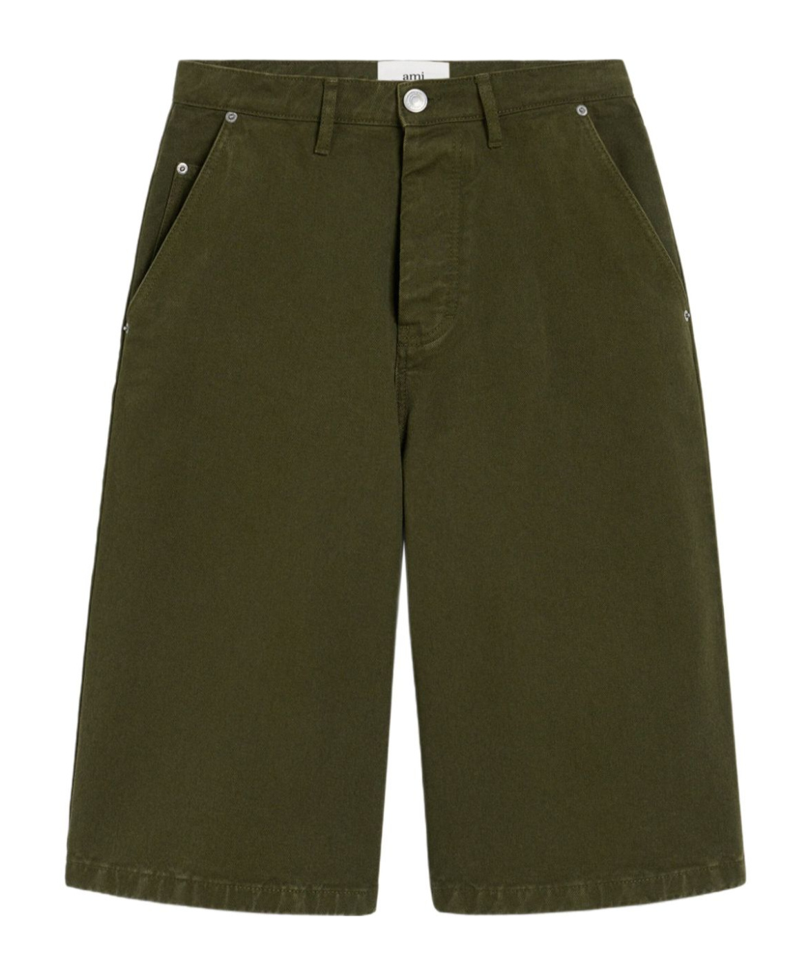Shop Ami Alexandre Mattiussi Ami Paris Wide Fit Bermuda Shorts In Green