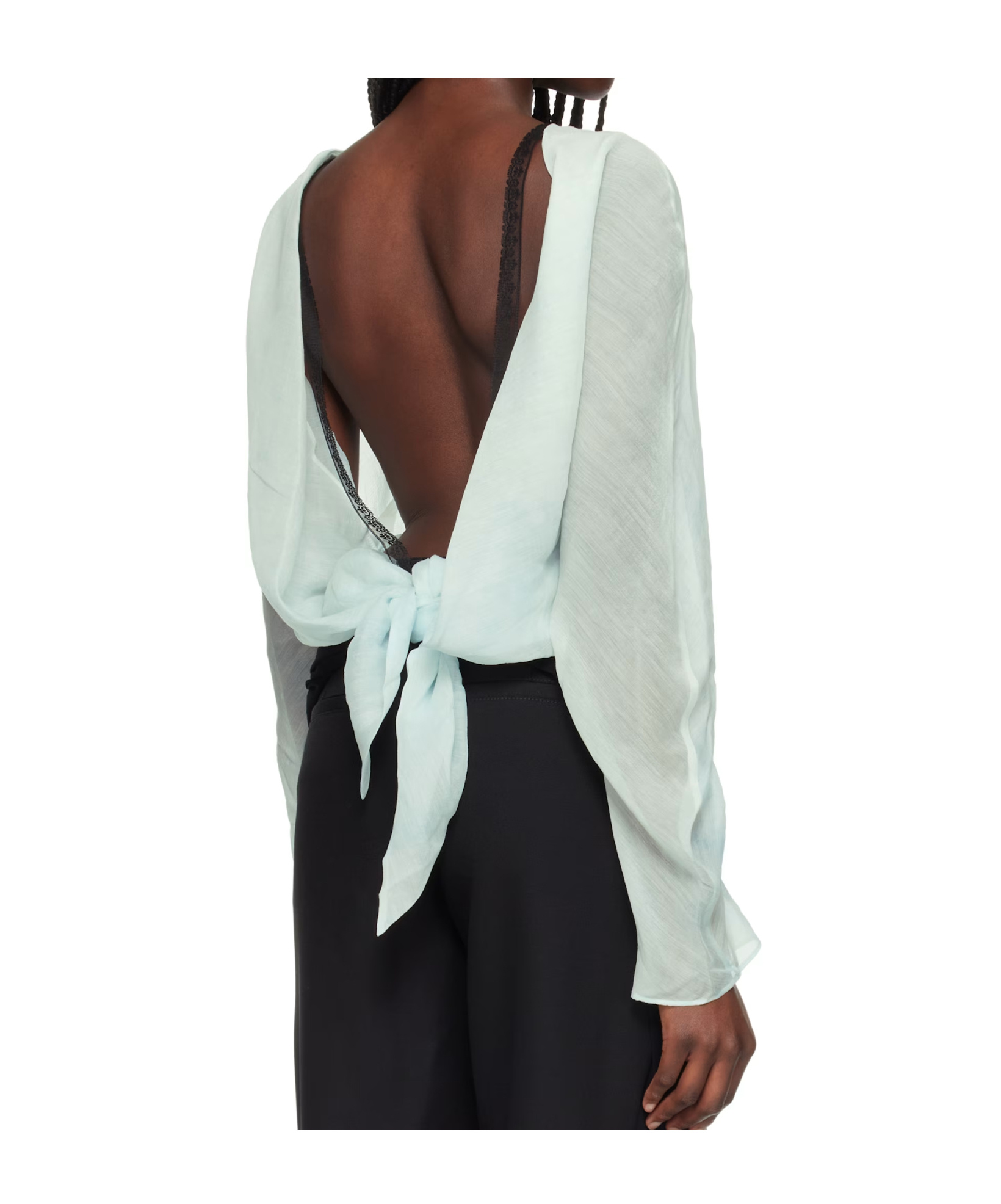 Christopher Esber Blue Latticed Lace Shrug Top In Green