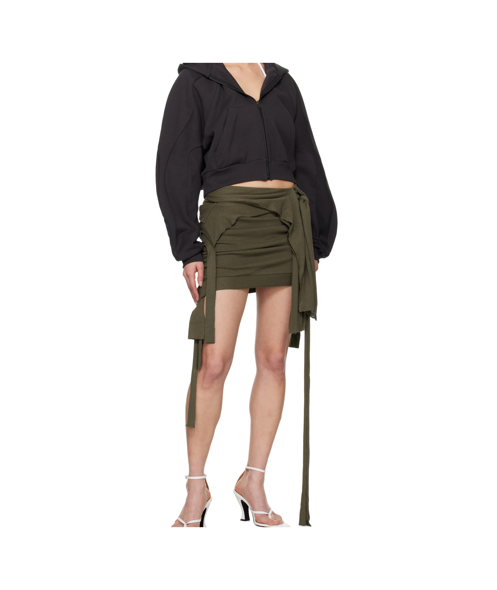 Ottolinger Khaki Drape Lounge Miniskirt In Brown
