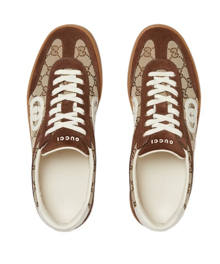 Gucci Men G75 Low-top Supreme Gg Fabric And Suede Sneakers In Brown