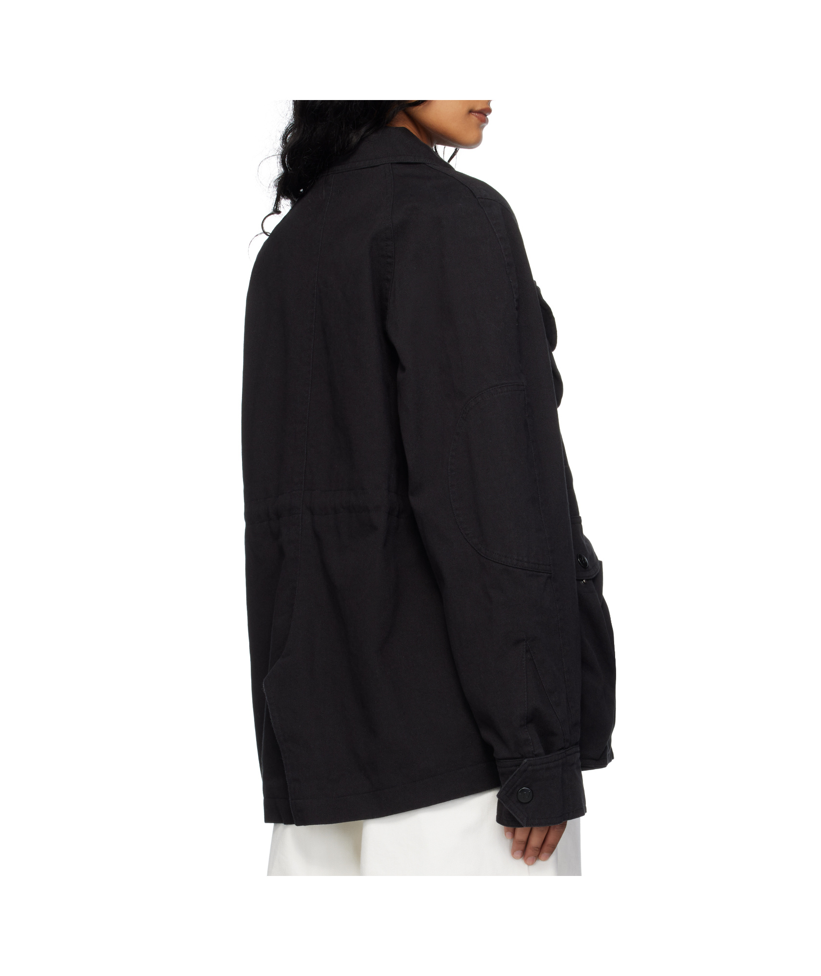 Open Yy Multi-pocket Safari Denim Jacket In Black