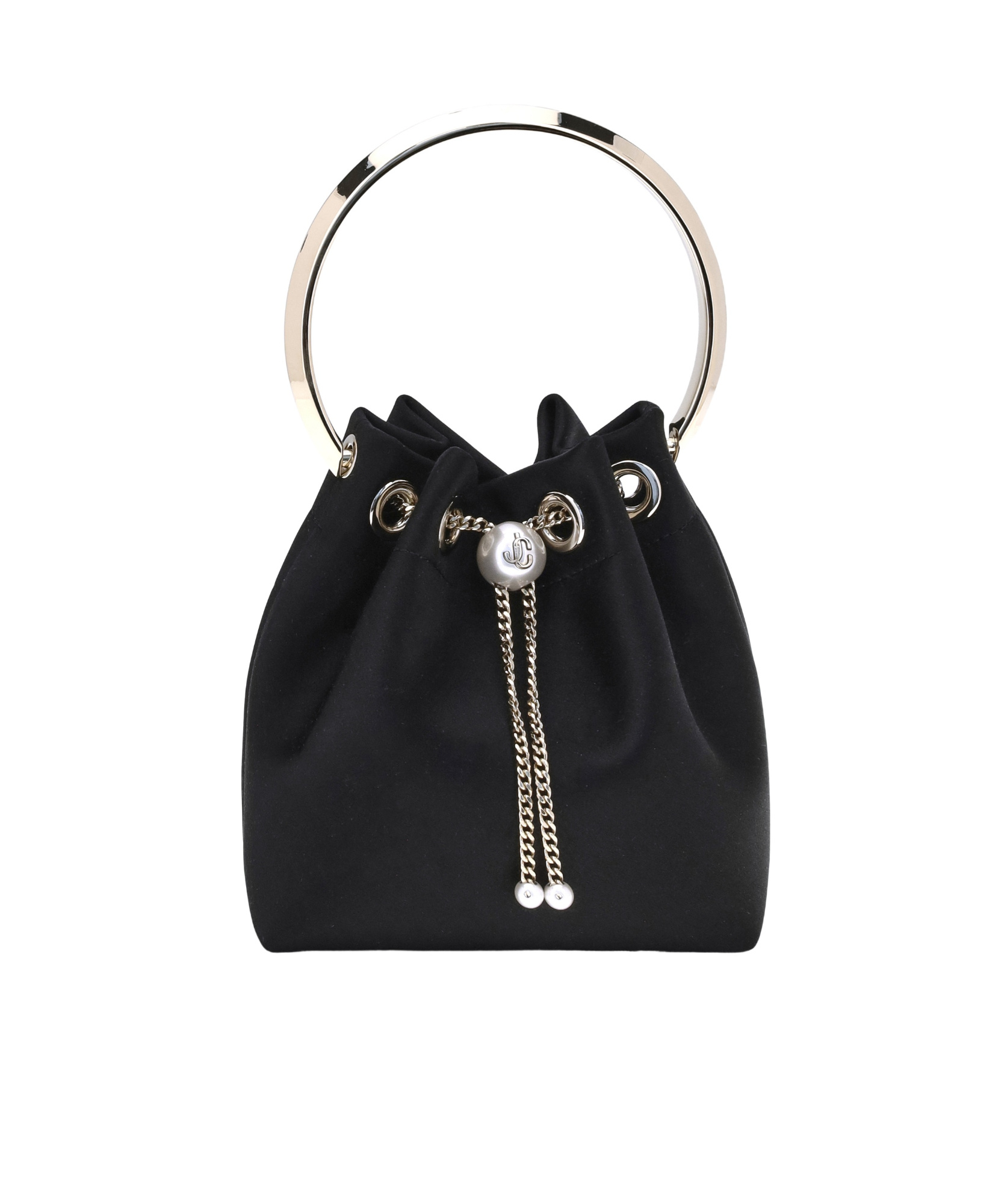 Jimmy Choo Bon Bon Chained Bucket Bag In Black