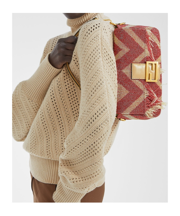 Fendi Bag Embroidered With Two-tone Beads And Fringes In Multi