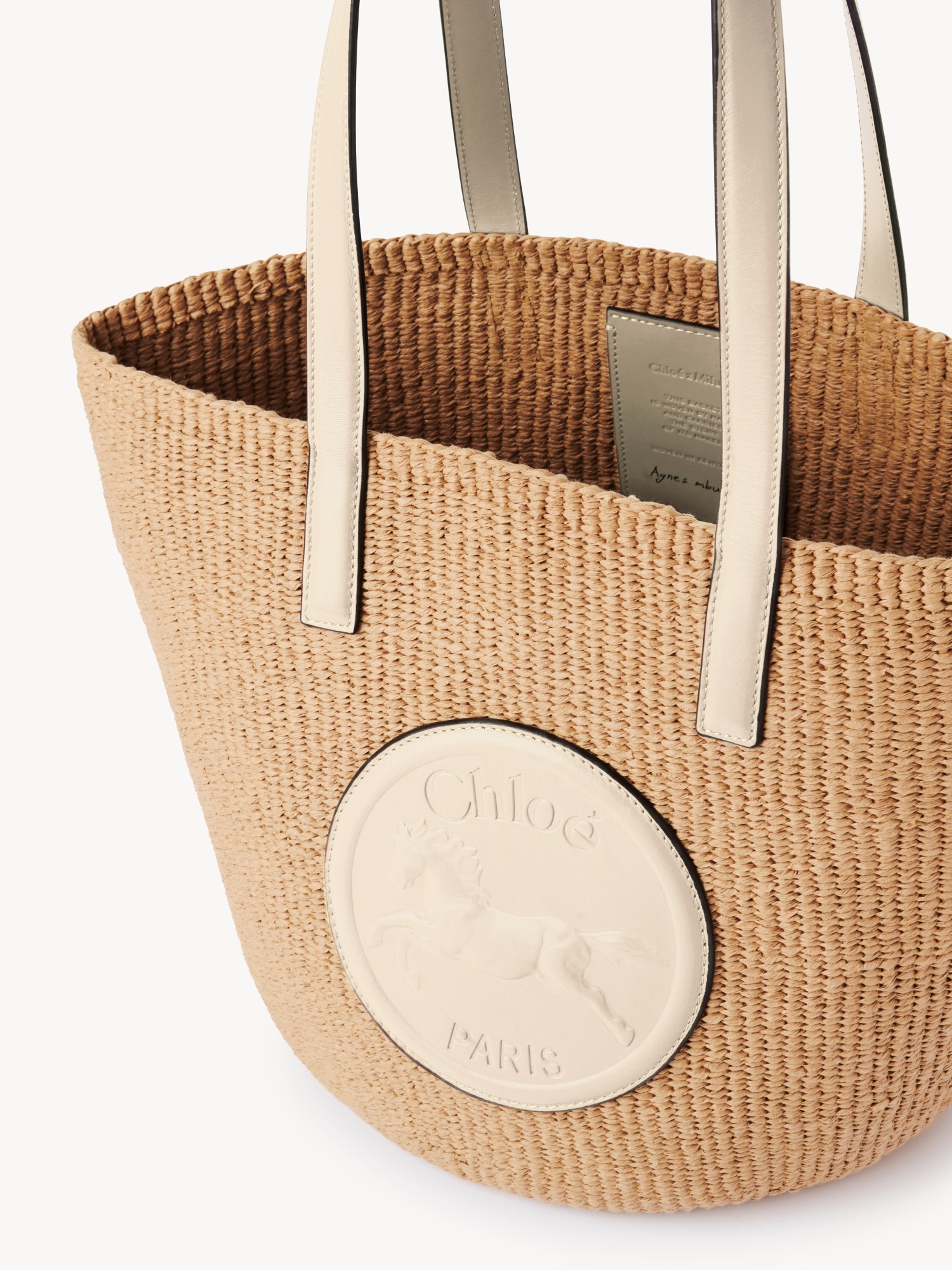 Chloé Horse Medal Circular Emblem Shoulder Bag In Nude