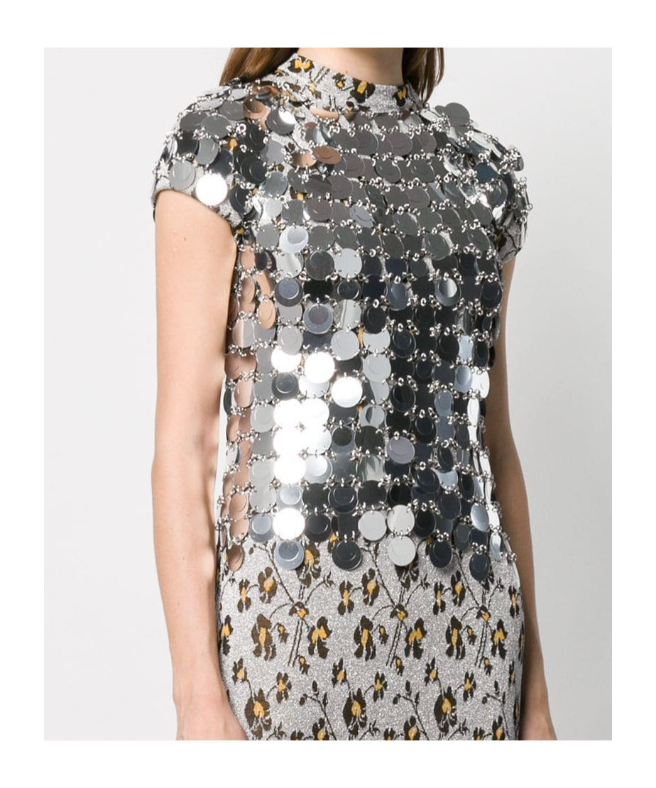 Rabanne The Iconic Silver Sparkle Discs Top Silver In Gray