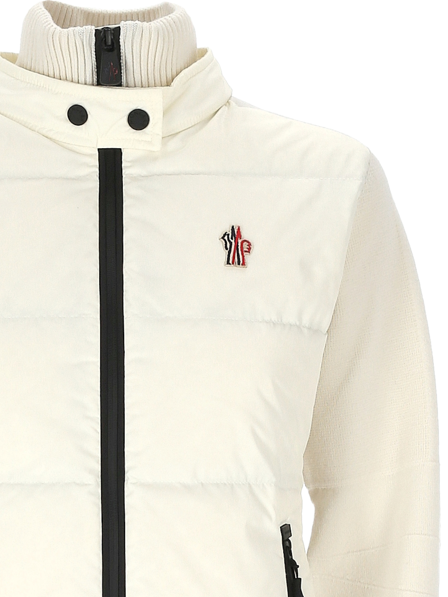 Moncler White Wool Blend Tricot Cardigan In White