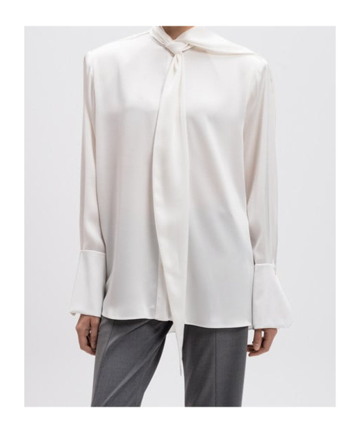 David Koma Bow-detail Satin Shirt In White