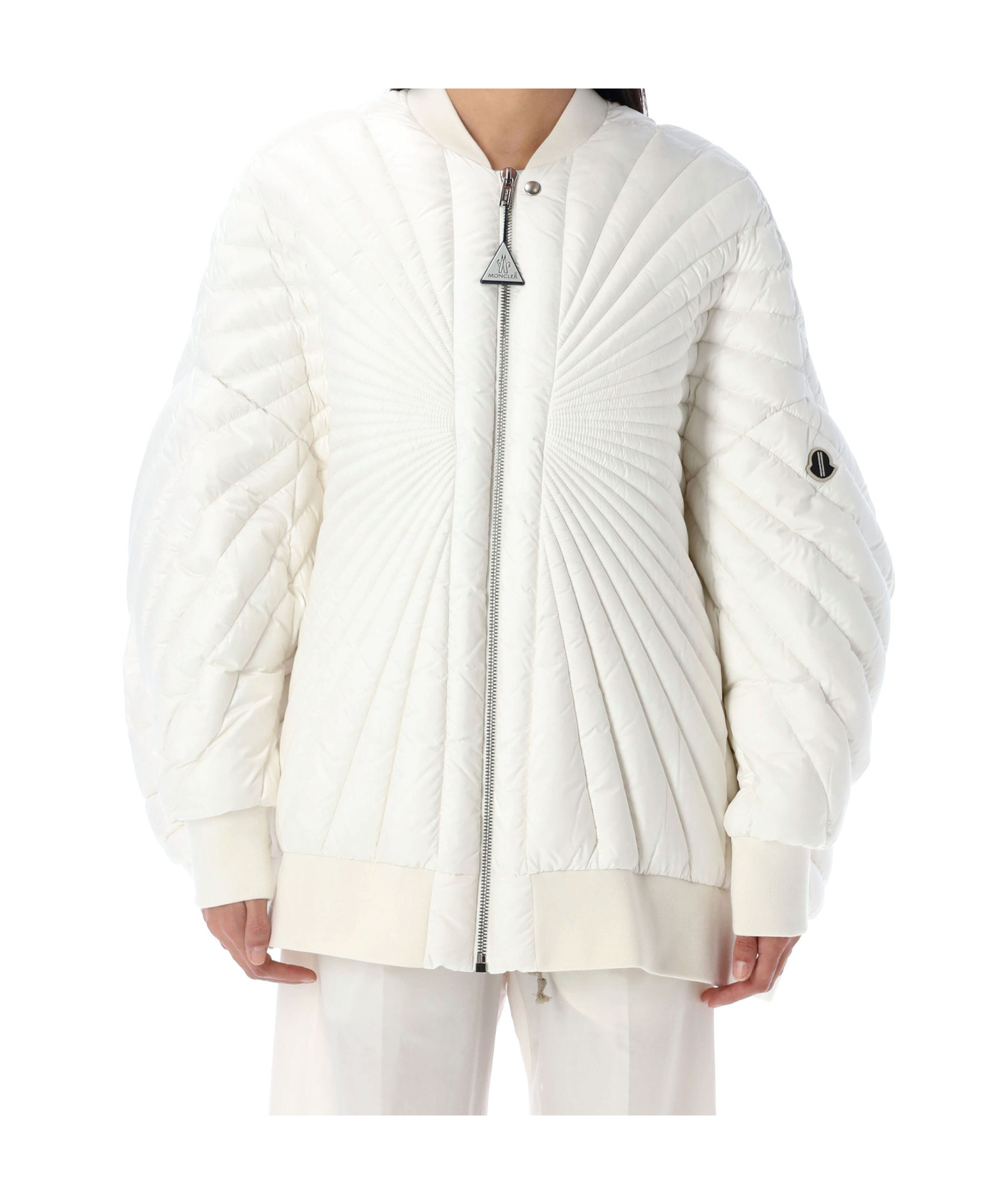 Moncler X Rick Owens Long-sleeved Down Jacket In White