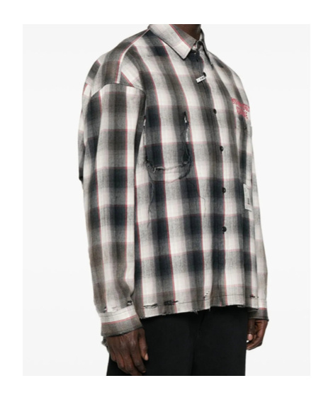 Miharayasuhiro Maison Mihara Yasuhiro Grey Checked Shirt With Distressed Finish In Gray
