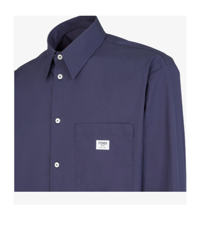 Fendi Logo Long-sleeved Shirt In Blue