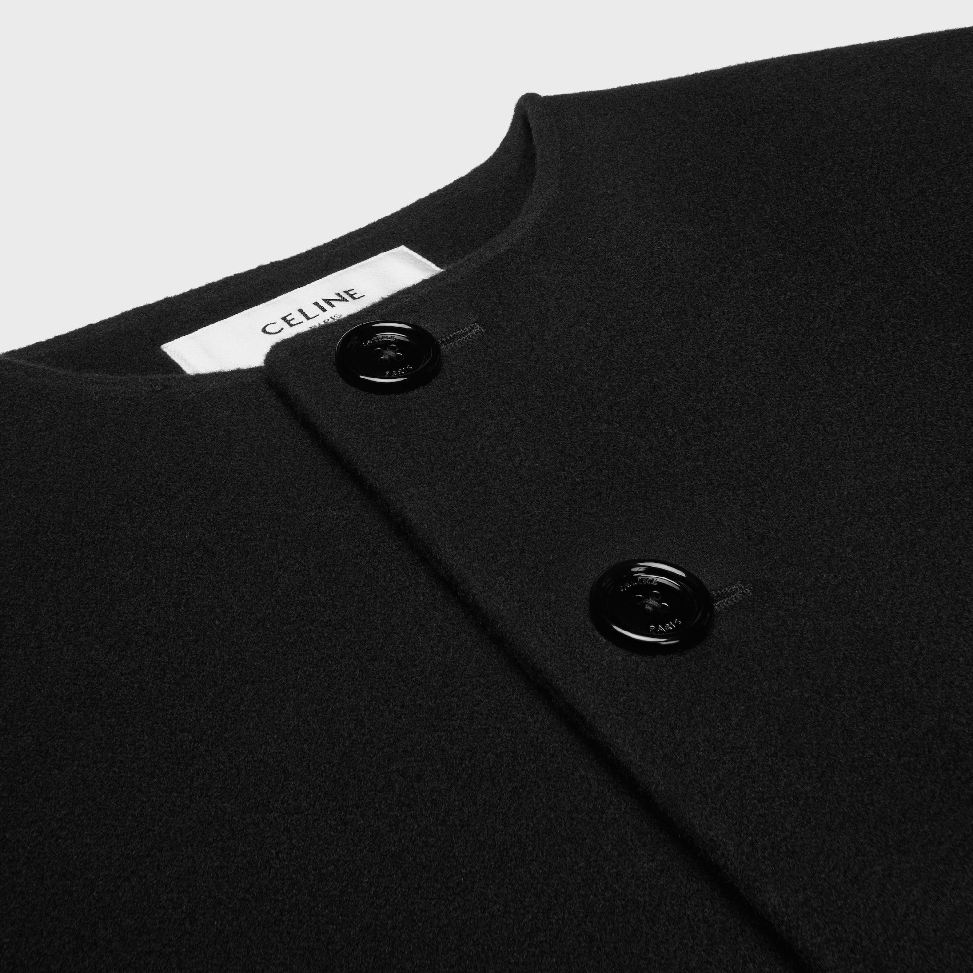 Celine Cardigan Jacket In Wool Cloth In Black