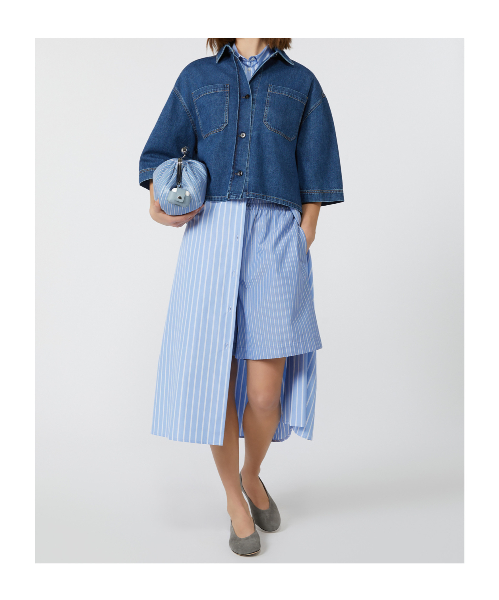 Weekend Max Mara Enza Boxy Denim Button-up Shirt In Blue