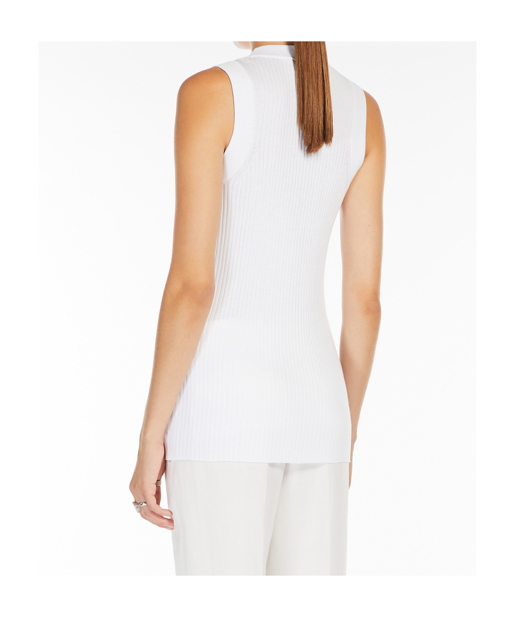 Sportmax Fine Rib Cotton Vest In White