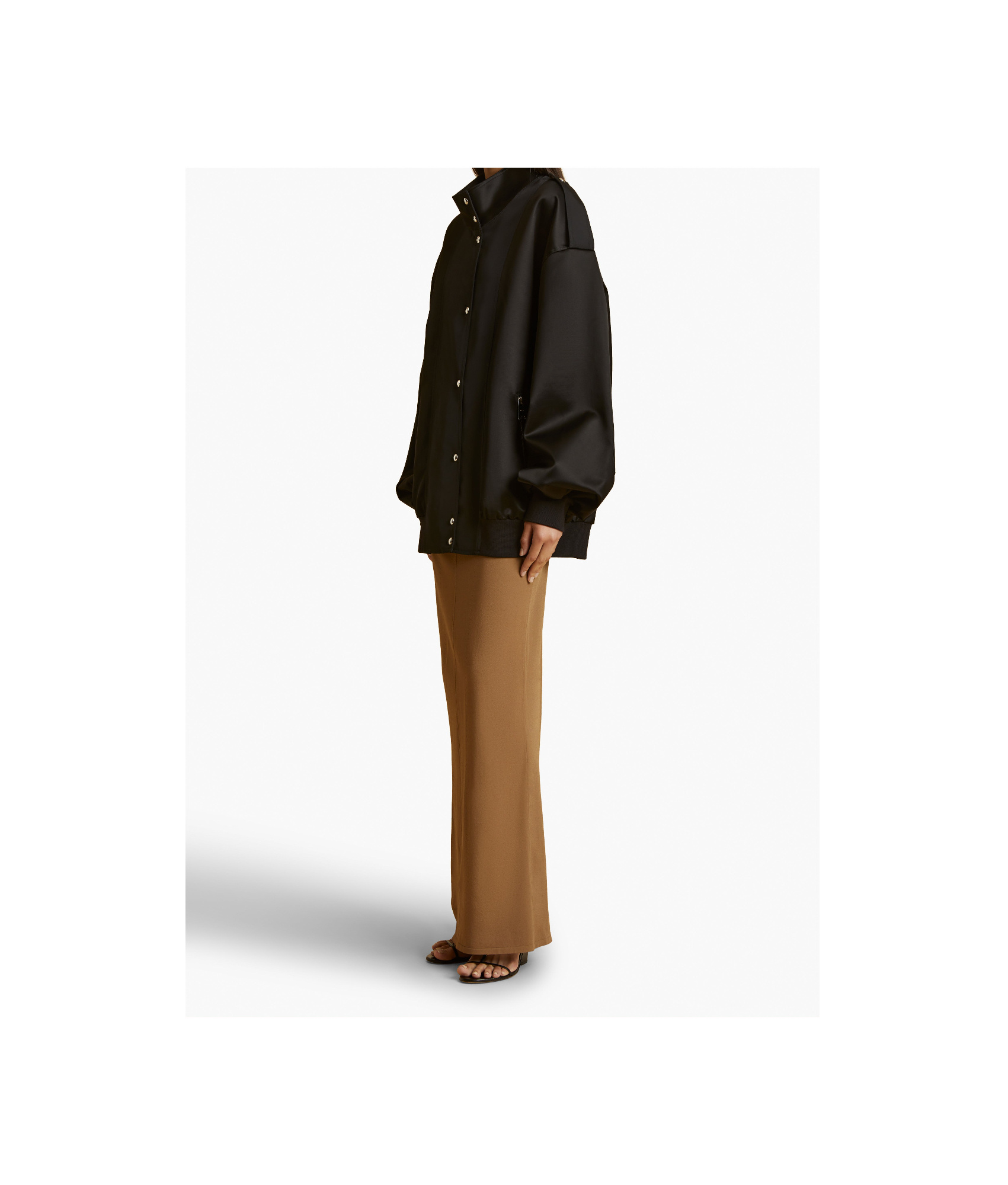 Khaite Farris Oversized Satin-paneled Cotton-blend Mikado Bomber Jacket In Black