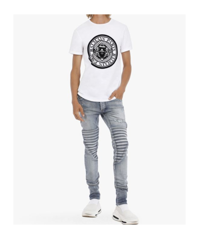 Balmain White Cotton T-shirt With Maxi Logo Print In White