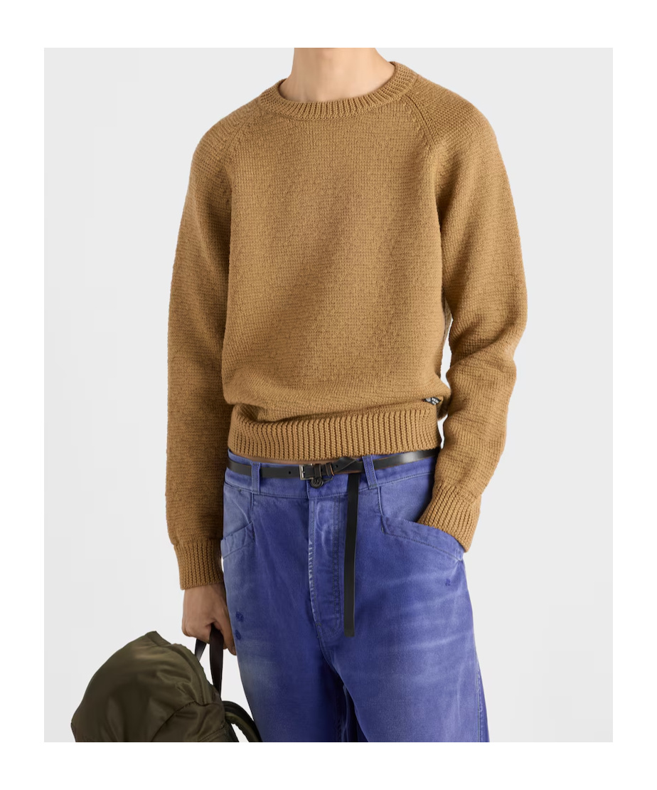 Prada Wool Crew-neck Sweater In Brown