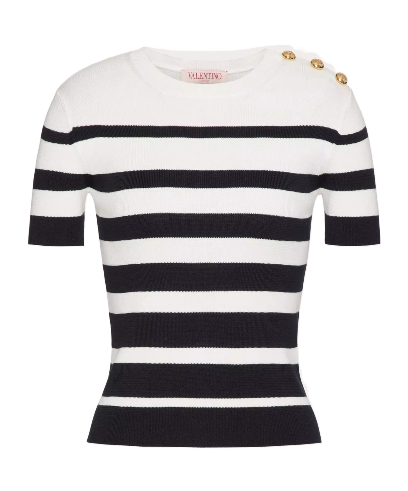 Valentino Striped Cotton Top In White