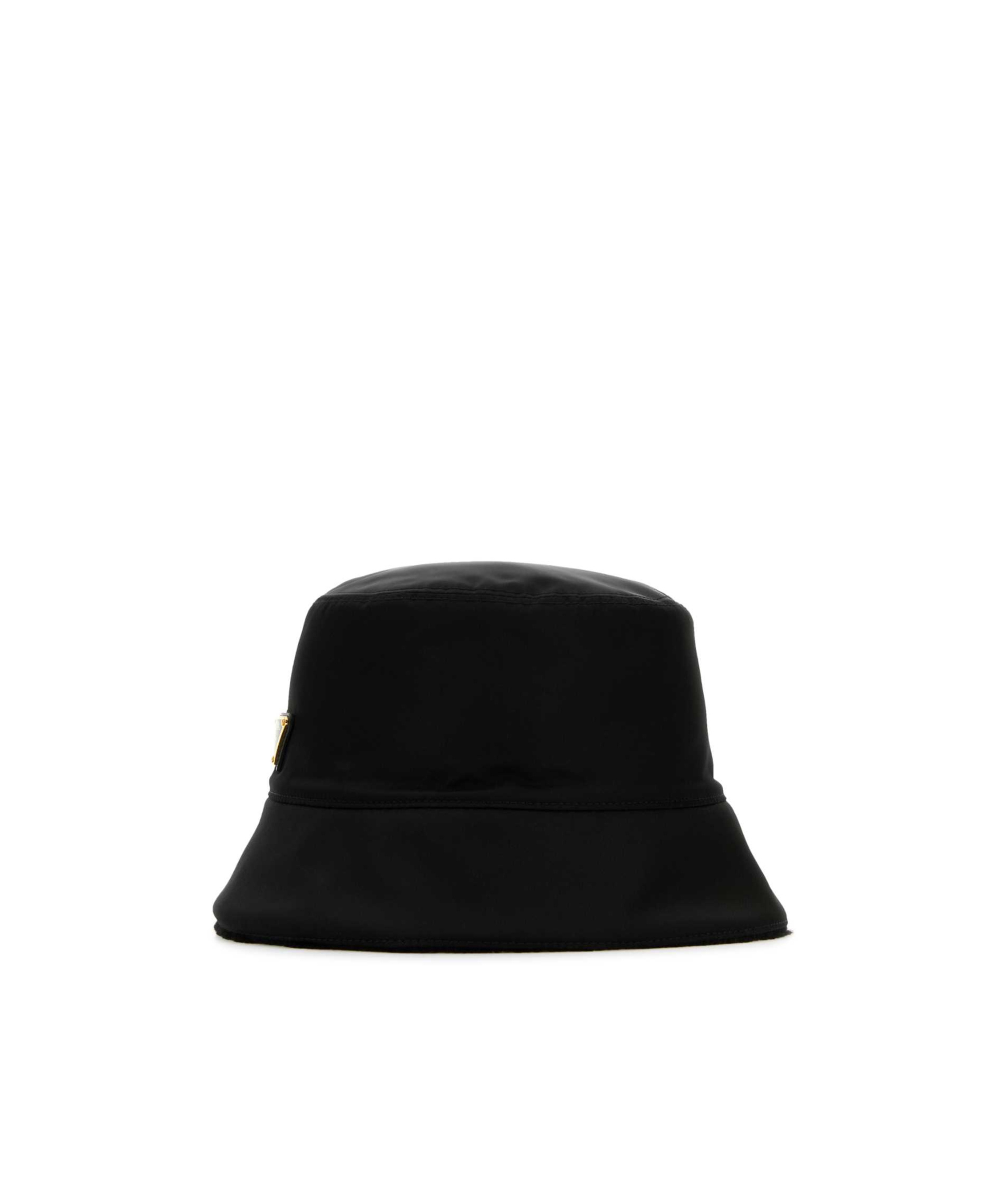Prada Enamel Triangle-logo Bucket Hat In Black