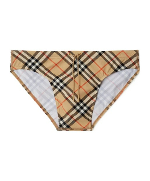 Burberry Beige Speedo With Check Motif In Polyamide Man In Multicolor