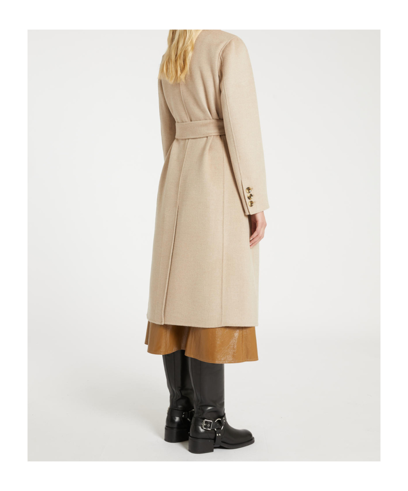 Marella Double-breasted Belted Coat In Brown