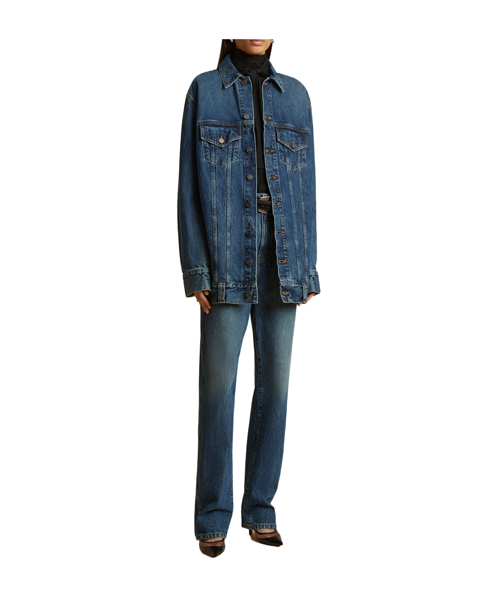 Khaite The Danielle High Waist Straight Leg Jeans In Blue