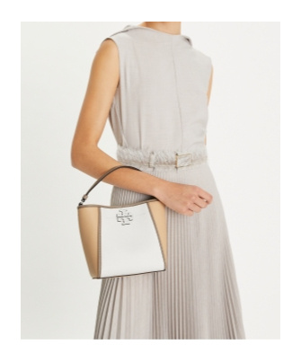 Shop Tory Burch Mcgraw Small Bucket Bag In White