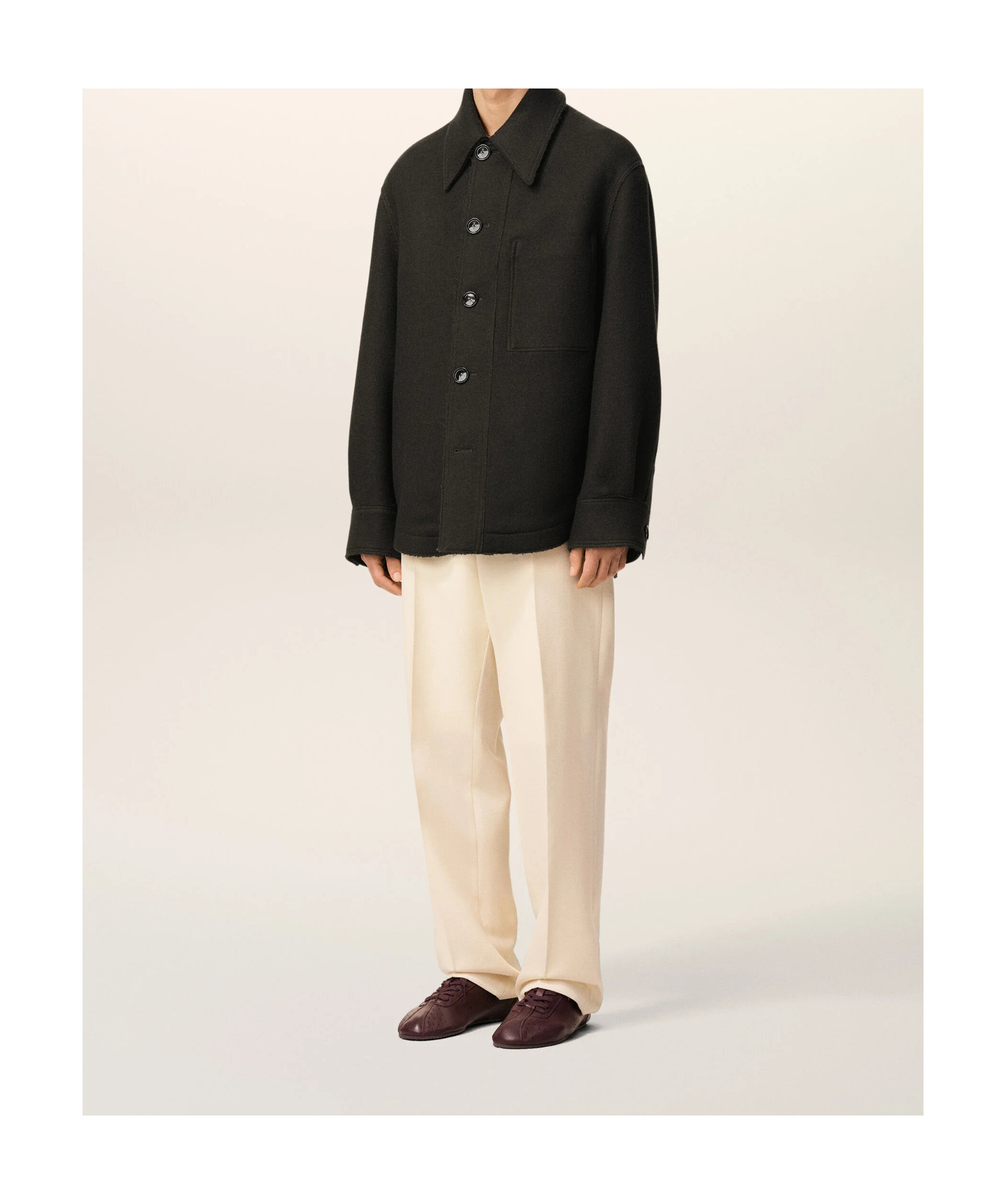 Ami Alexandre Mattiussi Wool Jacket With Long Sleeves And Buttoned Cuffs In Black