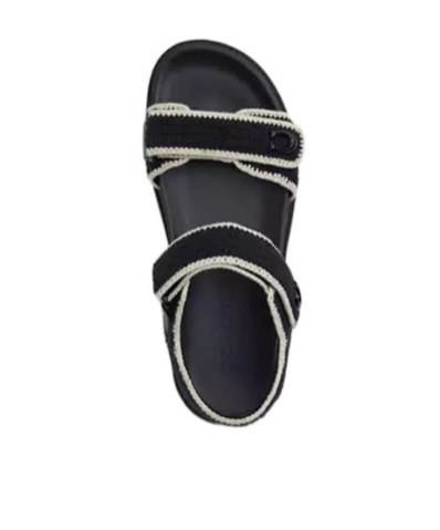 Coach Brynn Crochet Double-strap Sandals In Black
