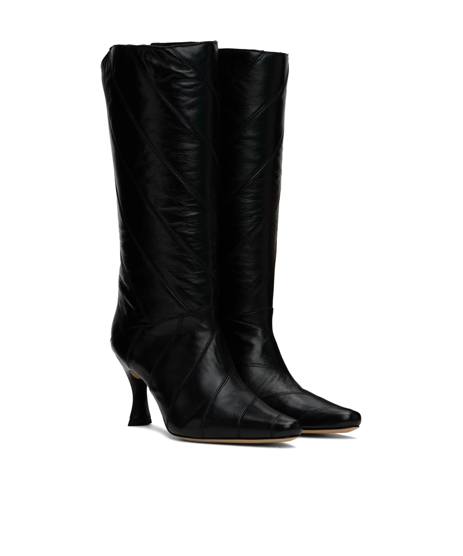 By Far Steph Creased Medium Boots In Black