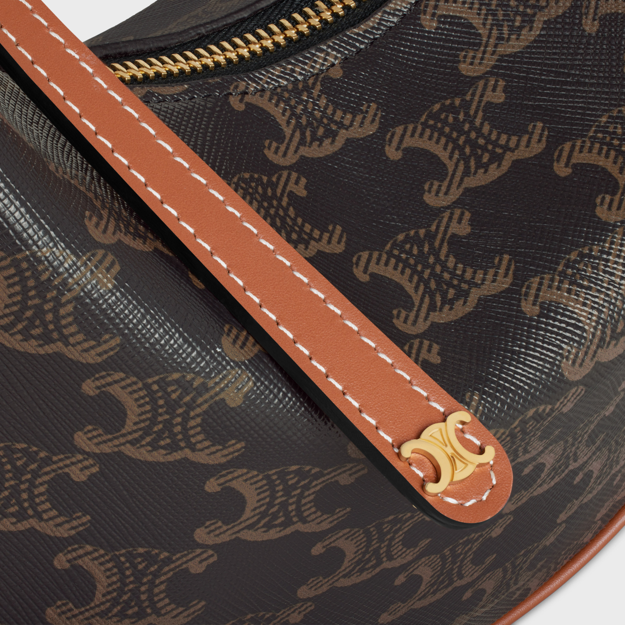 Celine Teen  Lulu In Triomphe Canvas And Calfskin In Tan