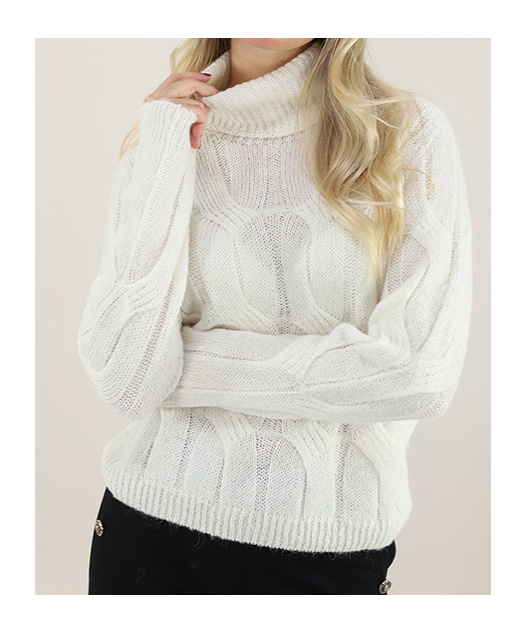 Liu •jo High-necked Knitted Sweater In White