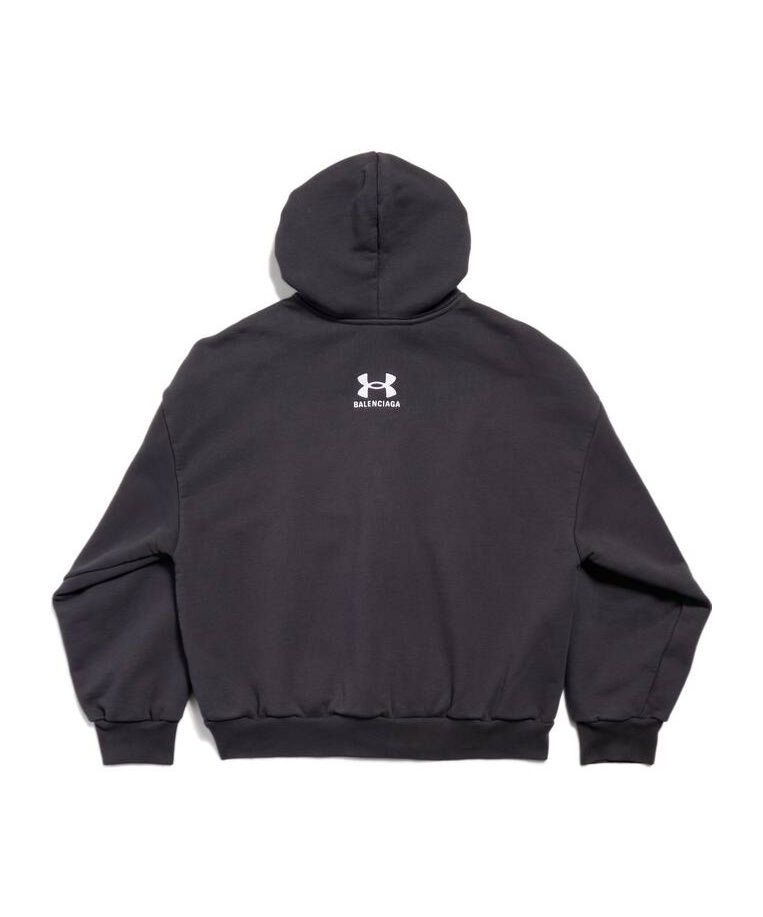 BALENCIAGA WOMEN'S UNDER ARMOUR ZIP-UP HOODIE REGULAR FIT IN BLACK/WHITE 
