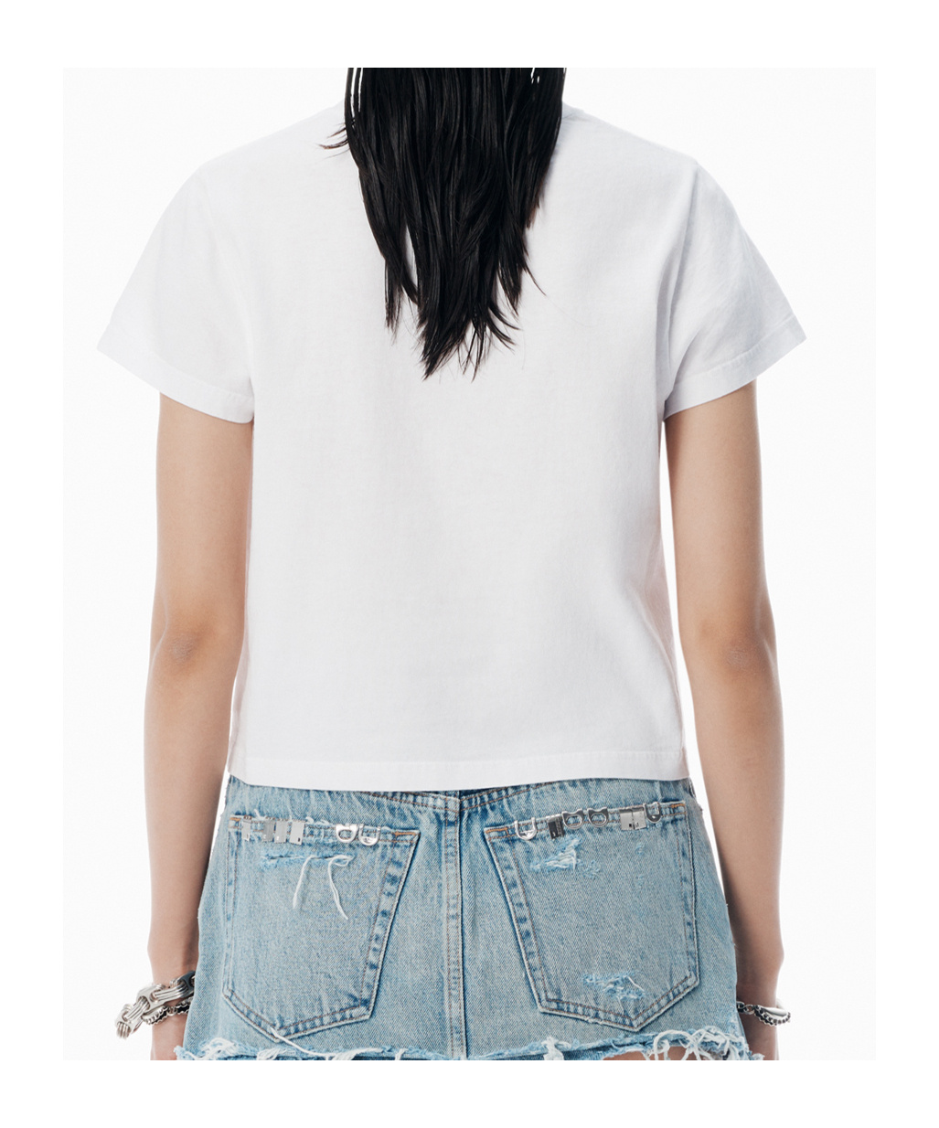 Alexander Wang Crew Neck Embellished Short Sleeves In White