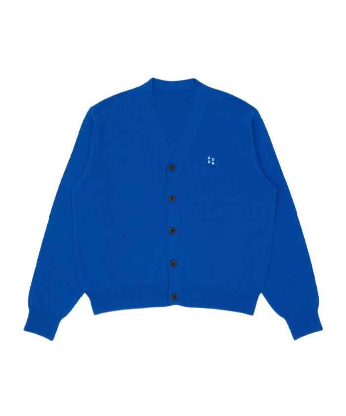 Ader Error Long-sleeved Knitted Cardigan In Blue