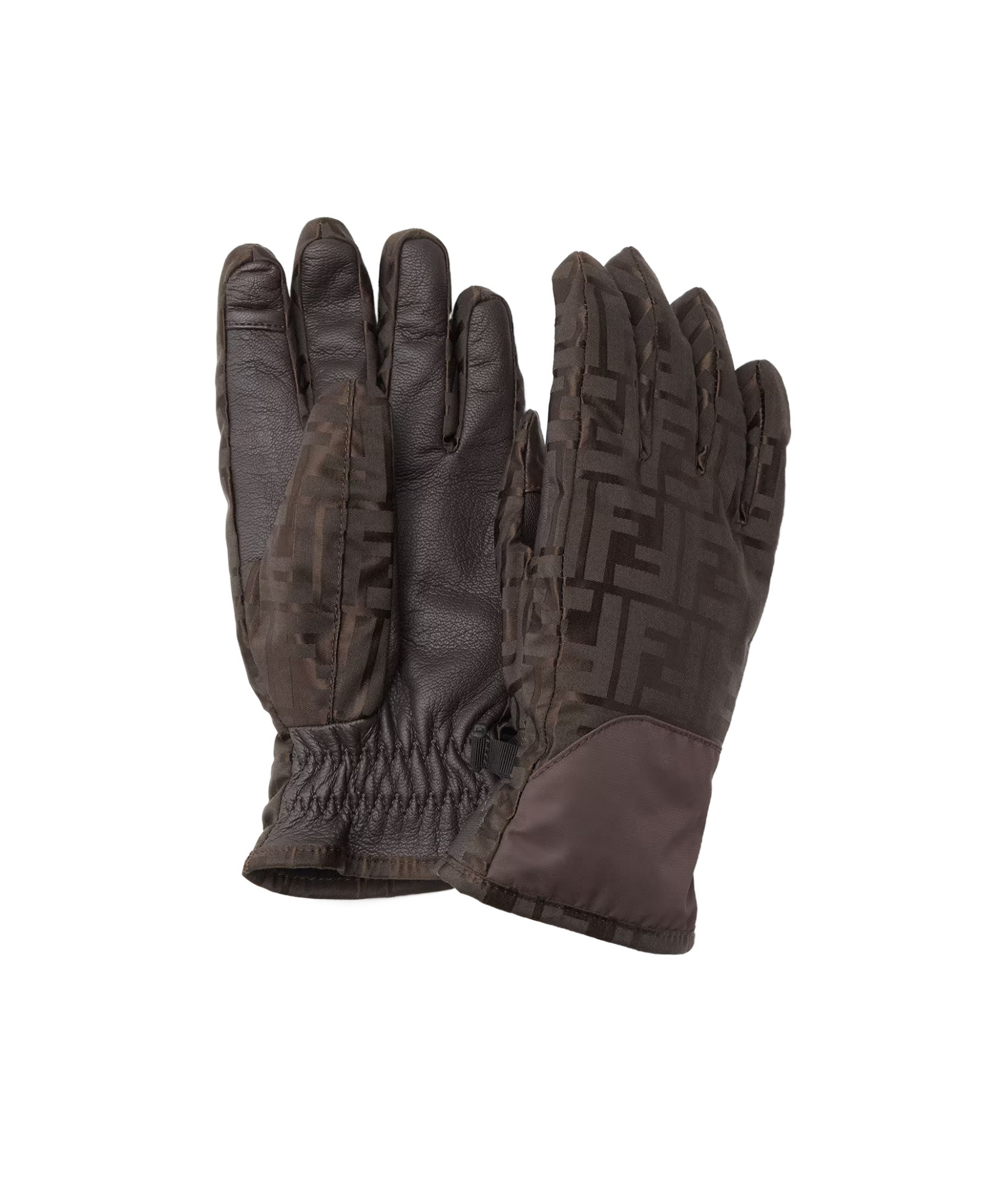 Fendi Brown Ff Nylon Gloves In Brown
