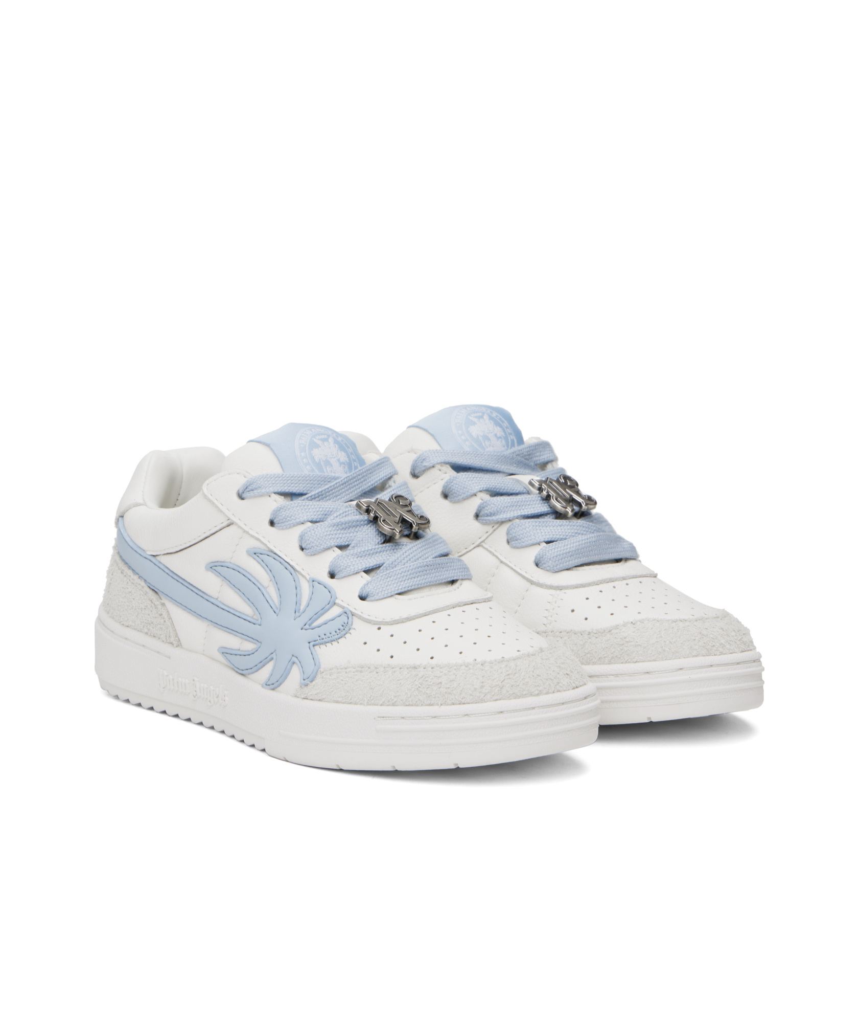 Palm Angels Palm Beach University Sneakers In White/light Blue