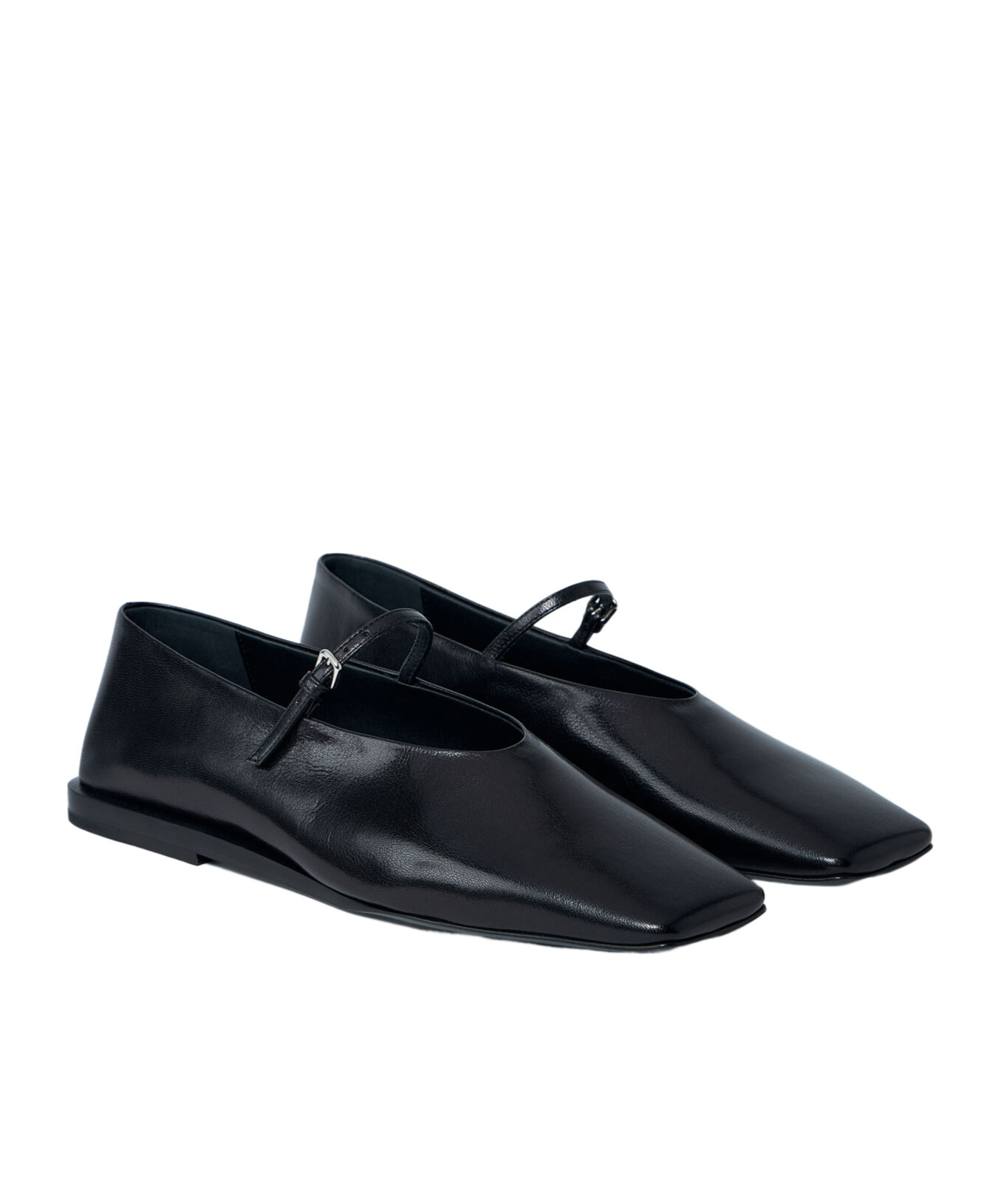 Jil Sander Leather Flat Shoes In Black