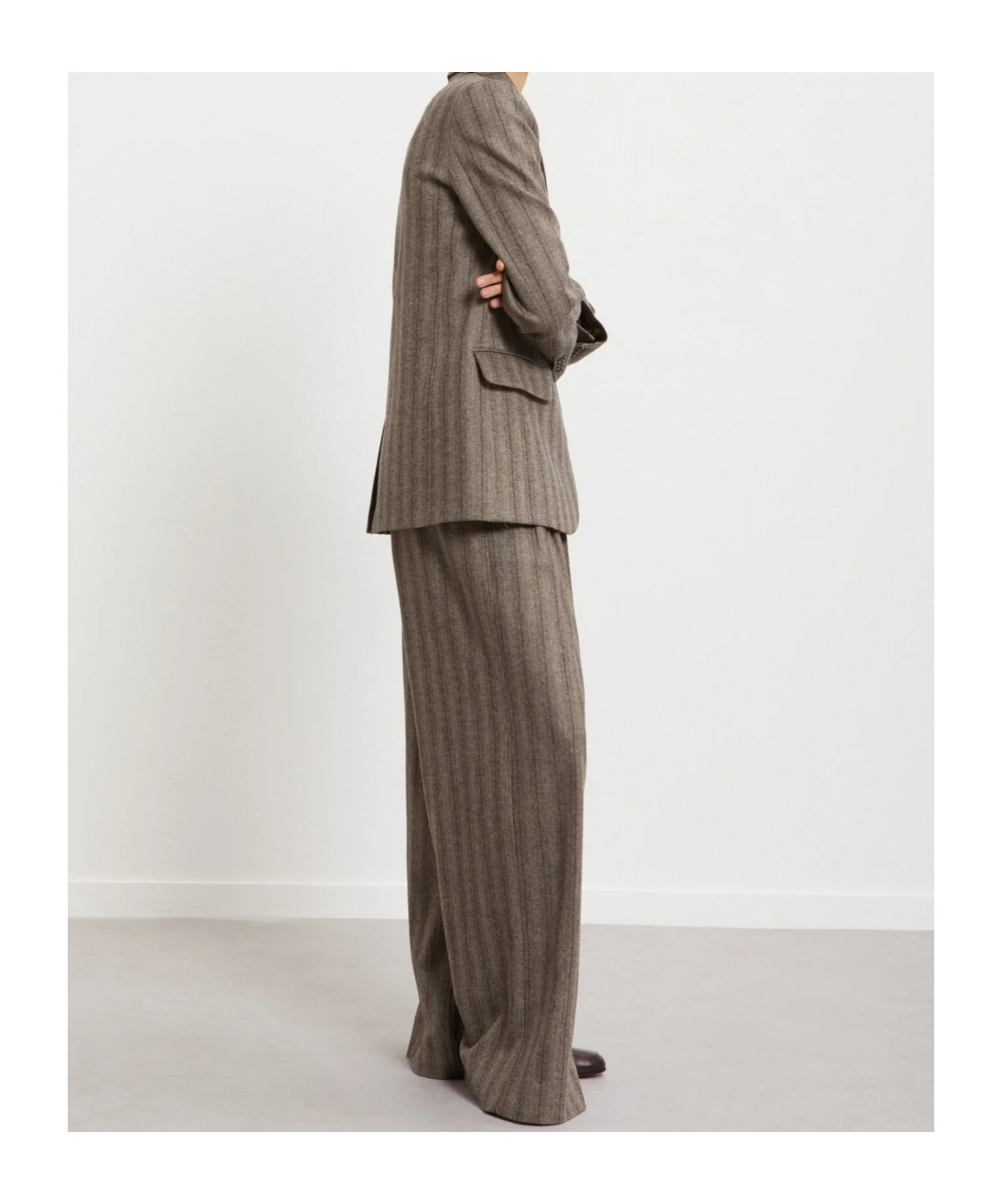 Ottod'ame Pinstripe Wide-leg Casual Pants In Gray