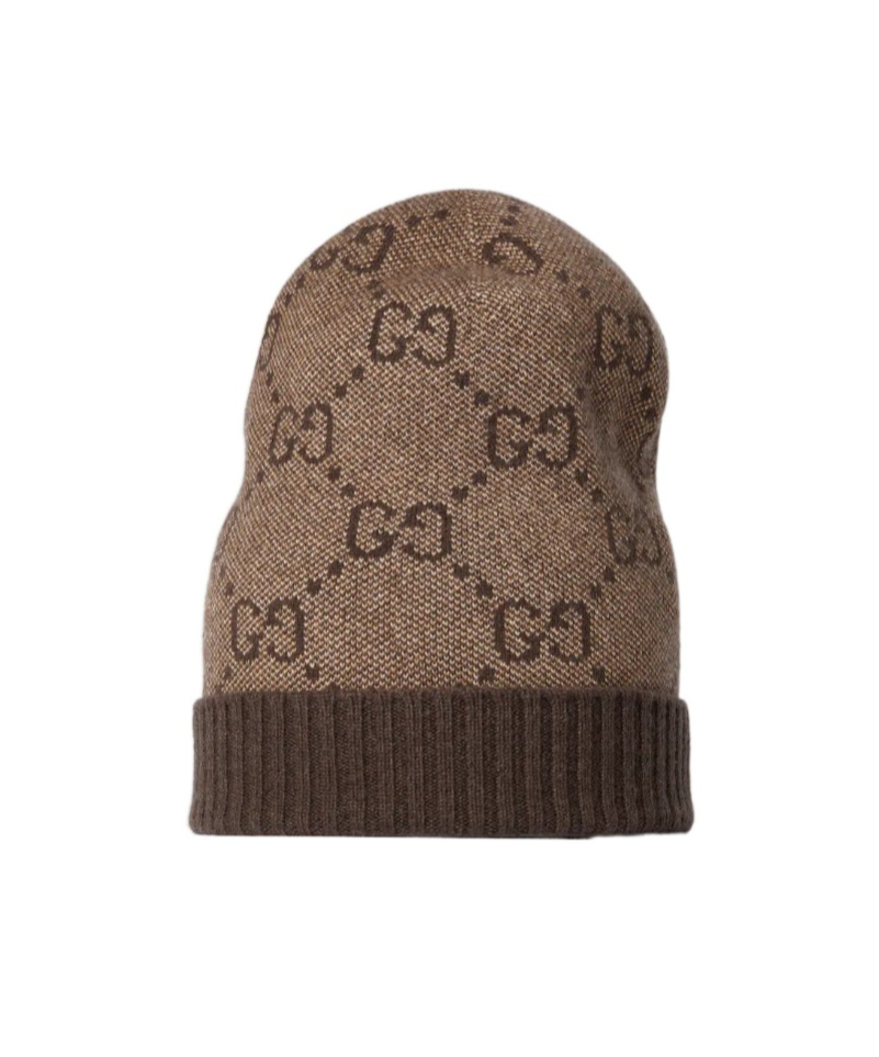 Gucci Nuancie Hat Knit Texture Ribbed Hem In Brown